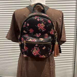 Floral Black Backpack/purse